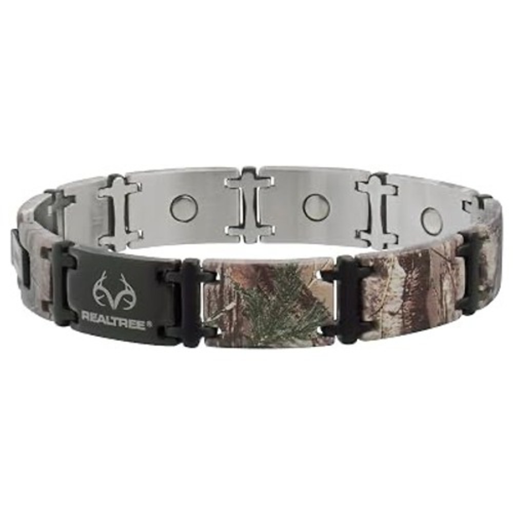 Sabona Realtree Camo Magnetic Link Bracelet Mens Stainless Steel Hunting Style